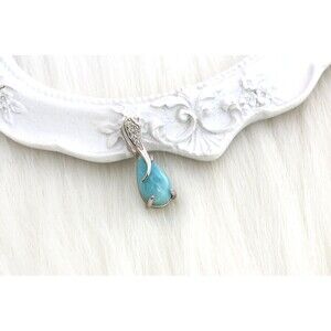 Larimar Gemstone Necklace Jewelry Sterling Silver Blue Larimar Stones Bead